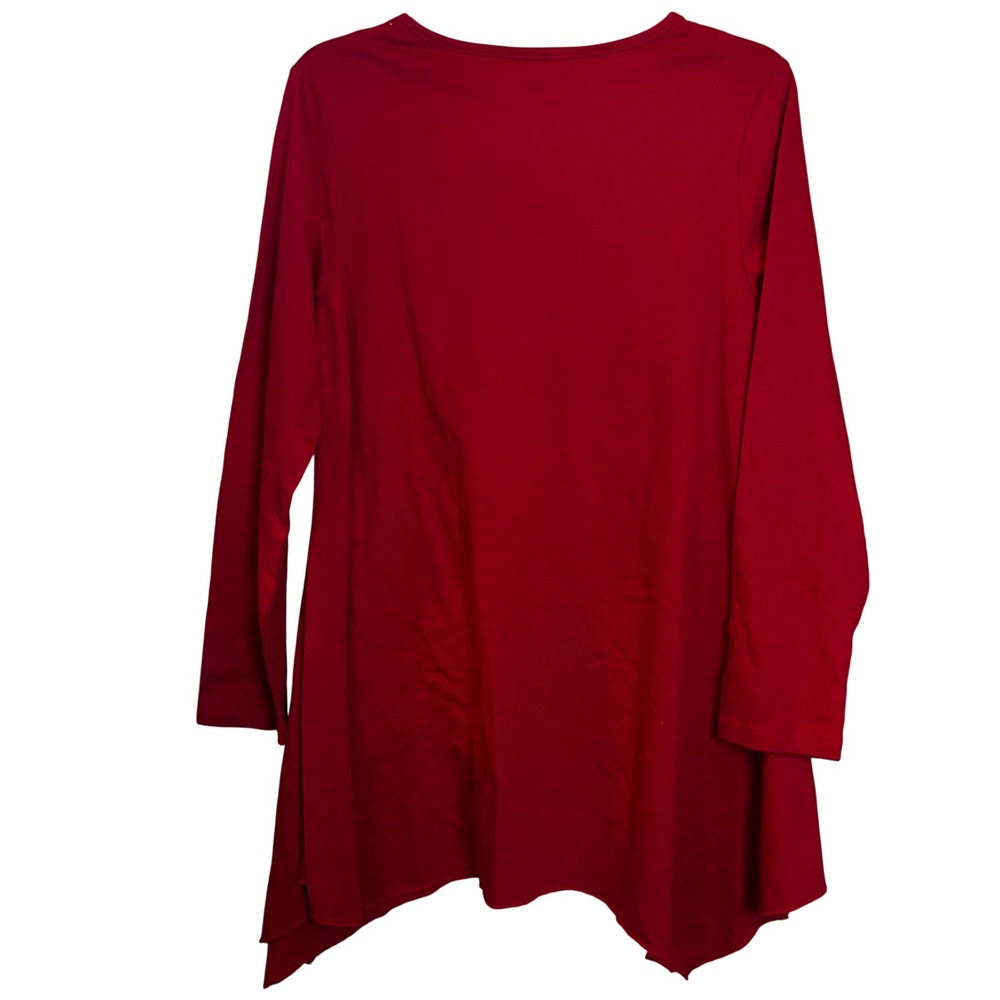 Toffee Apple Women's Snowflake Tunic Large NWT Long Sleeve Red Flare Rhinestones - Picture 2 of 3